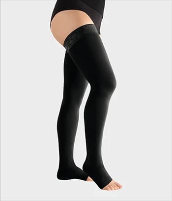 Juzo Move Compression Stockings AG | Thigh-High Support with Easy Donning | Open Toe